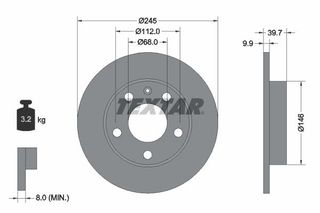 ΔIΣKOΠΛAKA OΠ.A4 01- 245mm  92106200 002586 895615601A 8E0615601B 8E0-615-601-B 8E0615601P 8E0-615-601-P TEXTAR