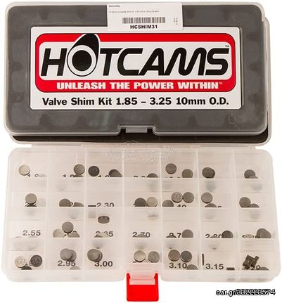 Hot Cams σετ καπελότα βαλβιδών διαμέτρου 10.00mm diameter from 1.85mm to 3.20mm for every 0.05mm HCSHIM31