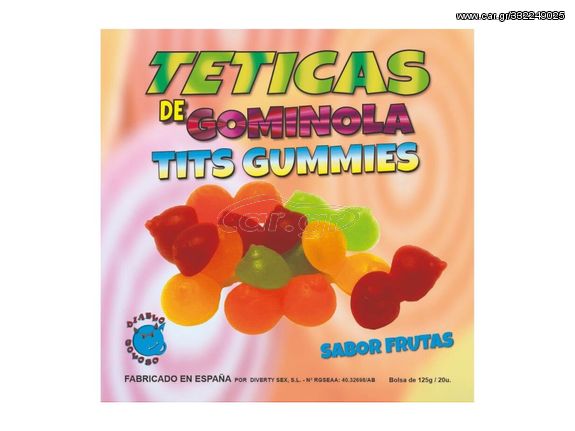 DIABLO GOLOSO - BOX OF GLOSSY TITS GUMMY FLAVOR FRUITS 6 COLORS AND FLAVORS MADE IS SPAIN /es/pt/en/fr/it/