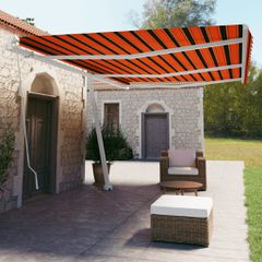 vidaXL Τέντα Συρόμενη Χειροκίνητη Ανεξάρτητη Πορτοκαλί/Καφέ 600x350εκ.