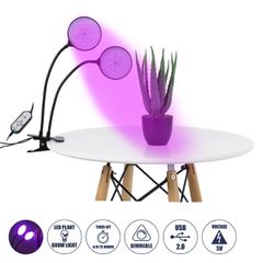 GLOBOSTAR® GROWME 79650 Φωτιστικό Ανάπτυξης Φυτών με Ενσωματωμένο Χειριστήριο LED 10W 300lm 120° DC 5V με USB 2.0 IP20 Πολύχρωμο Πλήρους Φάσματος Κόκκινο 660nm & Μπλε 450nm & UVIR 730nm Dimmable - San