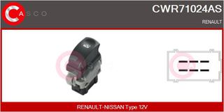ΔΙΑΚΟΠΤΗΣ ΠΑΡΑΘ. (Μαύρη φίσα) (6pin) ΔΕ  CWR71024AS 8200214936