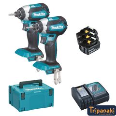 Makita Promo kit DLX2236TJ1 - Δύο τεμάχια απο το παλμικό κατσαβίδι DTD153 μαζί με ταχυφορτιστή, βαλίτσα μεταφοράς MakPac + 3 μπαταρίες 5.0Ah (3×5.0Ah)