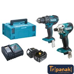 Makita Promo Kit DLX2337J - Κρουστικό δραπανοκατσάβιδο DHP482 + το παλμικό δράπανο DTD156 μαζί με δύο μπαταρίες 3.0Ah (2x3.0Ah), ταχυφορτιστή και βαλίτσα μεταφοράς MakPac