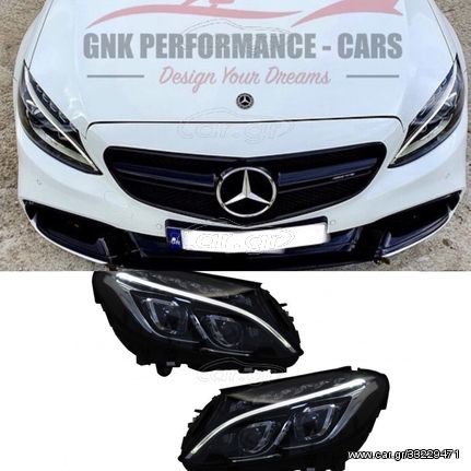 ΦΑΝΑΡΙΑ ΕΜΠΡΟΣ Full LED Headlights Mercedes C-Class W205 S205 (2014-2018) Conversion Upgrade for Halogen LHD