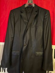 CALVIN KLEIN COLLECTION Black Wool Notch Lapel Suit