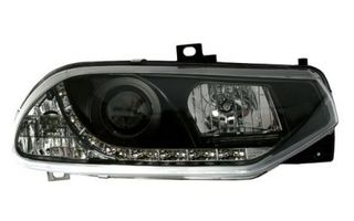 Φανάρια εμπρός led για Alfa Romeo 156 (1997-2003) - μαύρα , με λάμπες (Η1) - σετ 2τμχ.