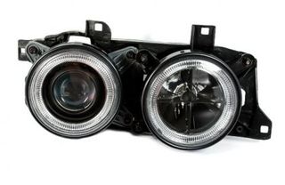 Φανάρια εμπρός angel eyes για BMW E32 /E34 (1989-1995) - μαύρα , χωρίς λάμπες (Η7) - σετ 2τμχ.