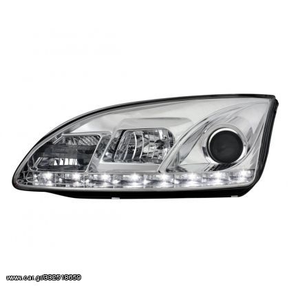 Φανάρια εμπρός Devil eyes led για Ford Focus (2005-2008) - χρωμίου , με λάμπες (Η1) - σετ 2τμχ.