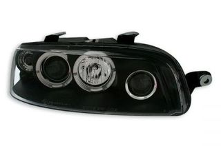 Φανάρια εμπρός angel eyes για Fiat Punto (1999-2003) - μαύρα , με λάμπες (Η1) - σετ 2τμχ.