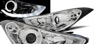 Φανάρια εμπρός angel eyes για Hyundai Elantra (2011+) - chrome , με λάμπες (Η1) - σετ 2τμχ.