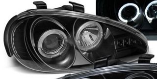 Φανάρια εμπρός angel eyes για Mazda MX 3 (1991-1998) , μαύρα , με λάμπες (Η1) - σετ 2τμχ.