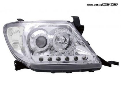 Φανάρια εμπρός με φώτα ημέρας για Toyota Hilux (2005-2011) - chrome , με λάμπες (Η1) - σετ 2τμχ.