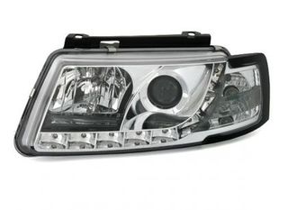 Φανάρια εμπρός led για Vw Passat 3Β/B5 (1997-2000) - chrome , με λάμπες (Η1) - σετ 2τμχ.