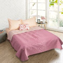 Κουβερλί ultrasonic Sam 100% microfiber χρώματος Rotten apple-beige διαστάσεων 220x240cm