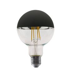 Λάμπα led filament G95 ανεστραμμένου καθρέπτου 2700k θερμό λευκό φως Ε27 8W 230V ντιμαριζόμενη με μαύρο κάλυμμα