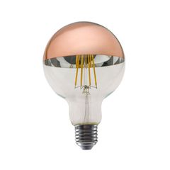 Λάμπα led filament ανεστραμμένου καθρέπτου θερμό λευκό φως 2700k 900lm Ε27 8W 230V ντιμαριζόμενη με ροζ χρυσό κάλυμμα