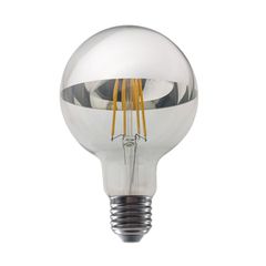 Λάμπα led Filament G95 E27 8W 230V 2700K θερμό φως 900lm ντιμαριζόμενη τύπου γλόμπος ανεστραμμένου καθρέπτη ασημί χρώμα