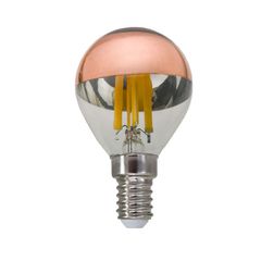Λάμπα led filament σφαιρική Ε14 5W 230V ντιμαριζόμενη 2700k θερμό λευκό φως 620 lumen διάφανη με ροζ χρυσό κάλυμμα