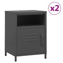 vidaXL Κομοδίνα 2 τεμ. Ανθρακί 35 x 35 x 51 εκ. Ατσάλινα