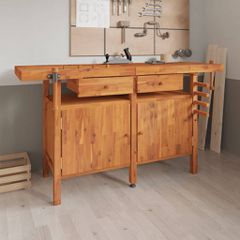 Πάγκος Εργ. Συρτάρια/ Μέγγενες 162x62x83 εκ. Μασίφ Ξύλο Ακακίας 153324