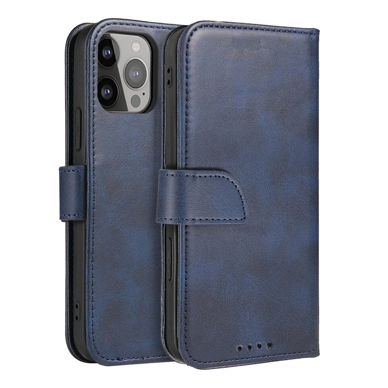 Magnet Case elegant case cover with a flap and stand function for iPhone 14 Max blue