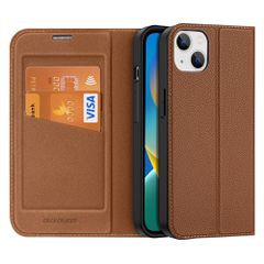 Dux Ducis Skin X2 case for iPhone 14 Plus case with magnetic flap brown