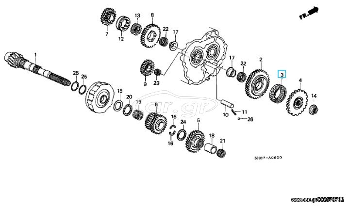 Γρανάζι δευτερεύων άξονα HONDA CRX / PRELUDE / INTEGRA / CIVIC SHUTTLE  (23423PA9003) Clutch Assy., One-Way