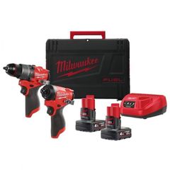 MILWAUKEE SET M12 FUEL FPP2A2-402X ΚΡΟΥΣΤΙΚΟ ΔΡΑΠΑΝΟΚΑΤΣΑΒΙΔΟ + ΠΑΛΜΙΚΟ ΚΑΤΣΑΒΙΔΙ ¼˝ HEX ( 4933480587 )