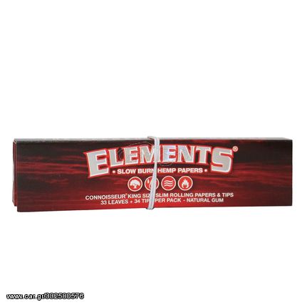 ΤΣΙΓΑΡΟΧΑΡΤΟ ELEMENTS RED KING SIZE SLIM 33 ΦΥΛΛΩΝ + ΤΖΙΒΑΝΕΣ