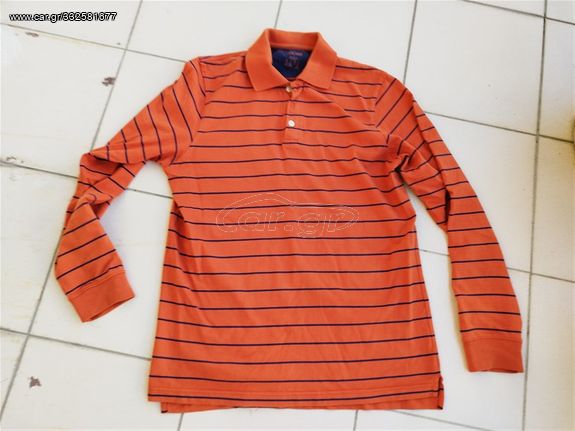 Ριγέ Μακρυμάνικη μπλούζα τύπου polo Νο L πορτοκαλί