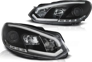 ΦΑΝΑΡΙΑ ΕΜΠΡΟΣ VW GOLF 6 HEADLIGHTS TUBE LIGHT DRL BLACK fits VW GOLF 6 10.08-12 EAUTOSHOP GR