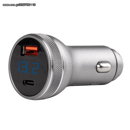 ΦΟΡΤΙΣΤΗΣ ΜΕ 2 ΘΥΡΕΣ USB+USB-C ΒΟΛΤΟΜΕΤΡΟ ΜΠΑΤΑΡΙΑΣ 12/24V 38W 3A ΑΣΗΜΙ PCH PRO-06