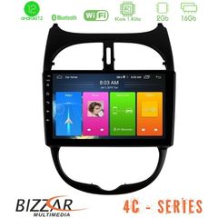 Bizzar 4C Series Peugeot 206 4Core Android12 2+16GB Navigation Multimedia Tablet 9"