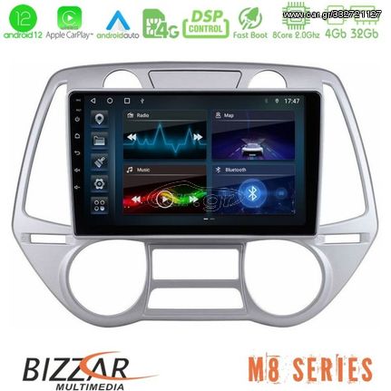 Bizzar M8 Series Hyundai i20 2009-2012 Auto A/C 8core Android12 4+32GB Navigation Multimedia Tablet 9"