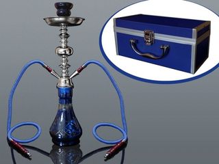 ΝΑΡΓΙΛΕΣ MADO SHISHA ΔΙΠΛΟΣ 48cm HOOKAH 2 HOSE BLUE 665-5511 ΜΠΛΕ ΜΕ ΒΑΛΙΤΣΑΚΙ