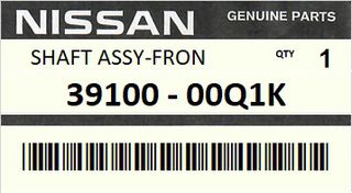 Ημιαξόνιο εμπρός δεξιό NISSAN KUBISTAR X76 2003-> ENGINE K9K F9Q #3910000Q1K