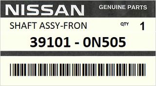 Ημιαξόνιο εμπρός αριστερό NISSAN ALMERA N15 1995-2000 ENGINE GA16DE AT TRANS #391010N505