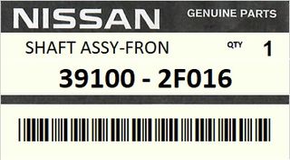 Ημιαξόνιο εμπρός δεξιό NISSAN PRIMERA P11 2001-2002 ENGINE QG16DE #391002F016