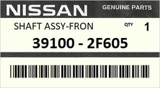 Ημιαξόνιο εμπρός δεξιό NISSAN PRIMERA P11 1996-2002 ENGINE CD20T #391002F605