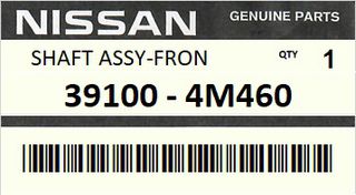 Ημιαξόνιο εμπρός δεξιό NISSAN ALMERA N16 JAPAN 2000-> ENGINE QG15DE #391004M460