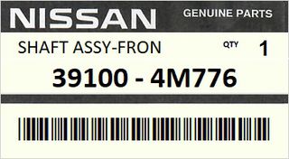 Ημιαξόνιο εμπρός δεξιό NISSAN ALMERA N16 2001-2003 ENGINE QG15DE AT TRANS #391004M776