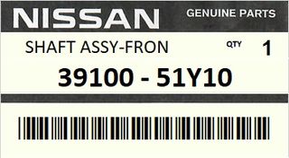 Ημιαξόνιο εμπρός δεξιό NISSAN SUNNY N14 1990-1992 ENGINE GA14DS #3910051Y10