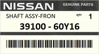 Ημιαξόνιο εμπρός δεξιό NISSAN ALMERA N15 - 100NX B13 1990-1995 ENGINE GA16DS F/ABS #3910060Y16