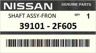 Ημιαξόνιο εμπρός αριστερό NISSAN PRIMERA P11 1996-2002 ENGINE CD20T #391012F605