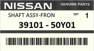 Ημιαξόνιο εμπρός αριστερό NISSAN SUNNY N14 1990-1992 ENGINE GA14DS #3910151Y00
