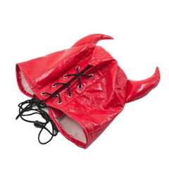 Devils RED Leather Half Face Role Play Hood Harness-thumb-4
