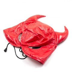 Devils RED Leather Half Face Role Play Hood Harness-thumb-6