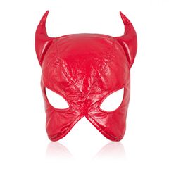 Devils RED Leather Half Face Role Play Hood Harness-thumb-9
