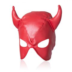 Devils RED Leather Half Face Role Play Hood Harness-thumb-1